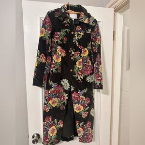 Anthropologie Black Floral Coat